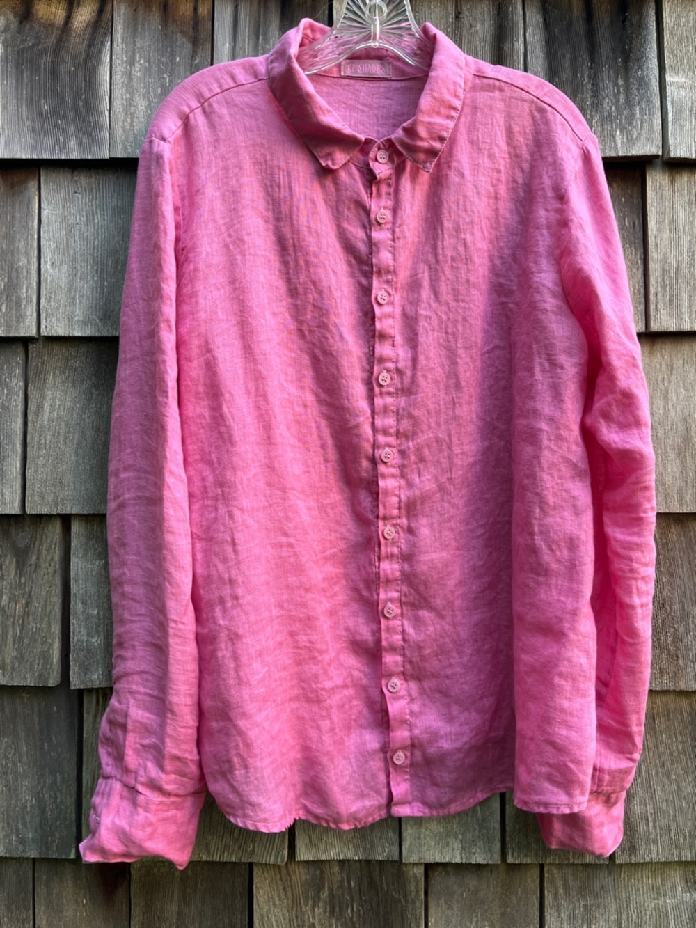 CP Shades Romy Pink Linen Button-Up Shirt Size L